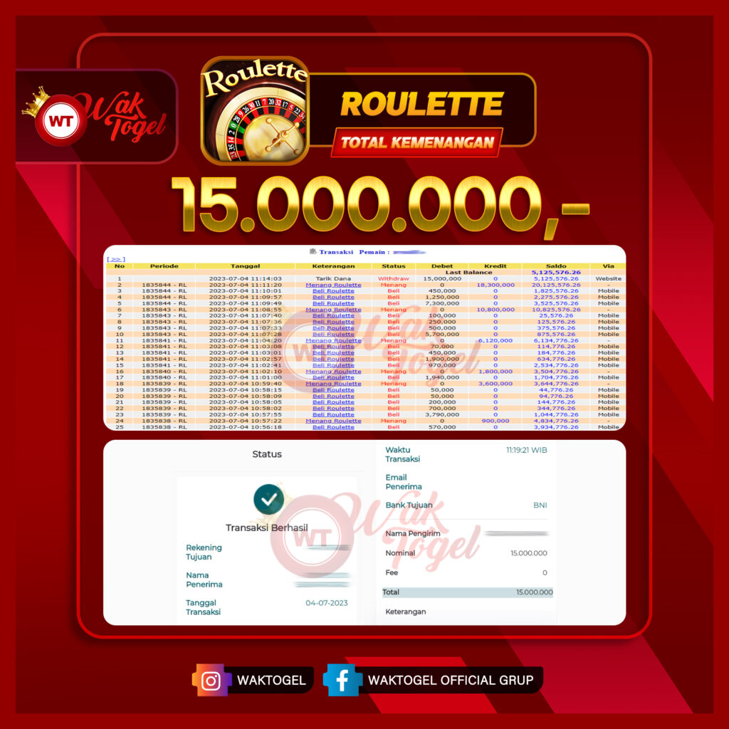 BUKTI PEMBAYARAN ROULETTE WAKTOGEL