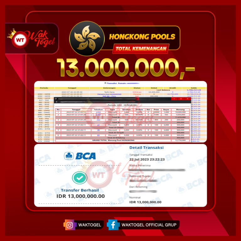 BUKTI PEMBAYARAN HONGKONG WAKTOGEL