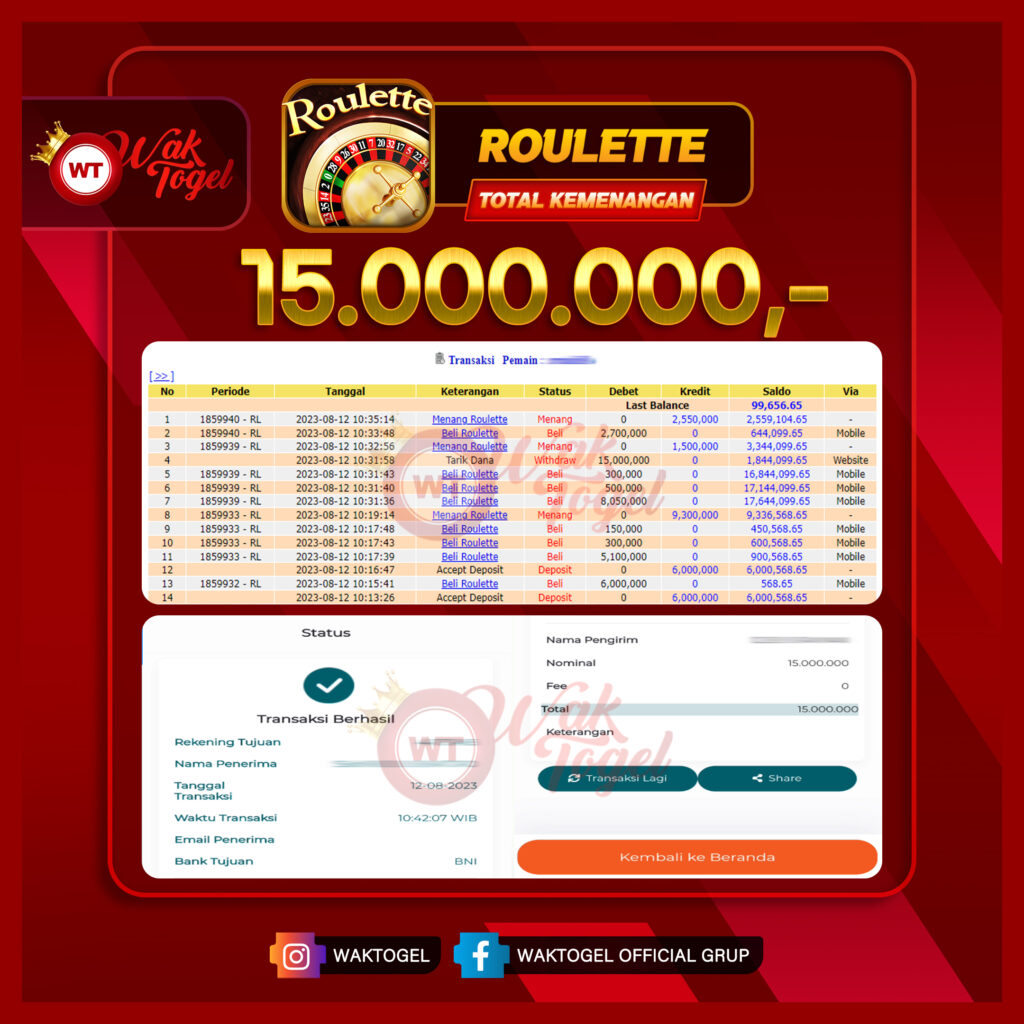 BUKTI PEMBAYARAN ROULETTE WAKTOGEL