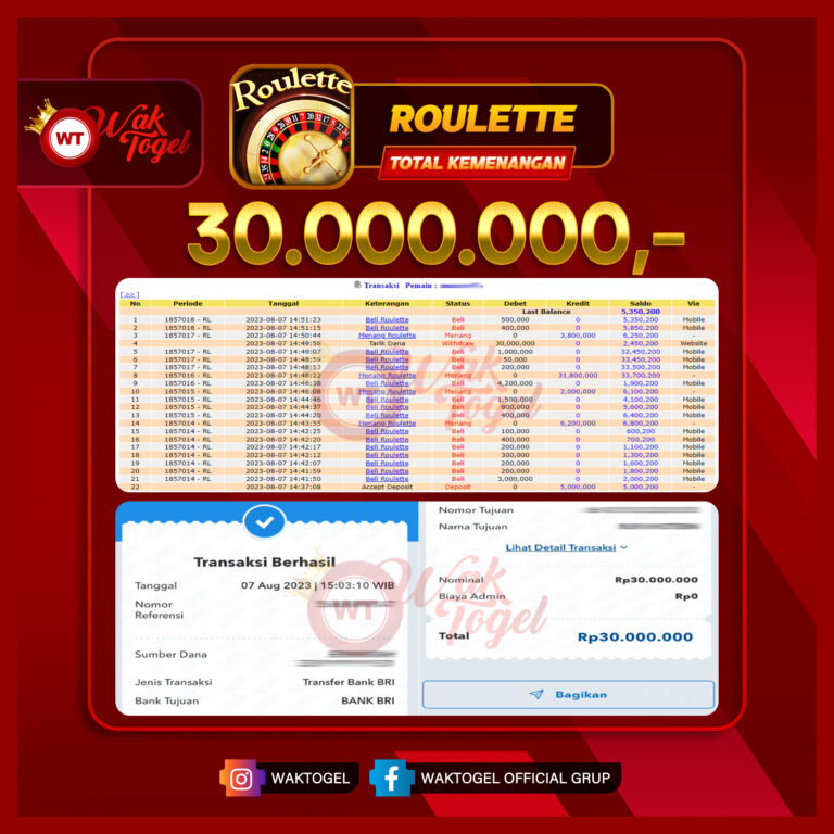 BUKTI PEMBAYARAN ROULETTE WAKTOGEL