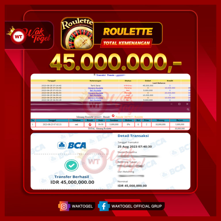 BUKTI PEMBAYARAN ROULETTE WAKTOGEL