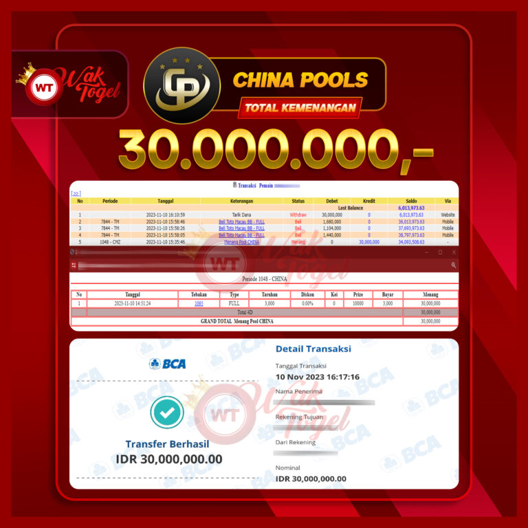 BUKTI PEMBAYARAN CHINA WAKTOGEL