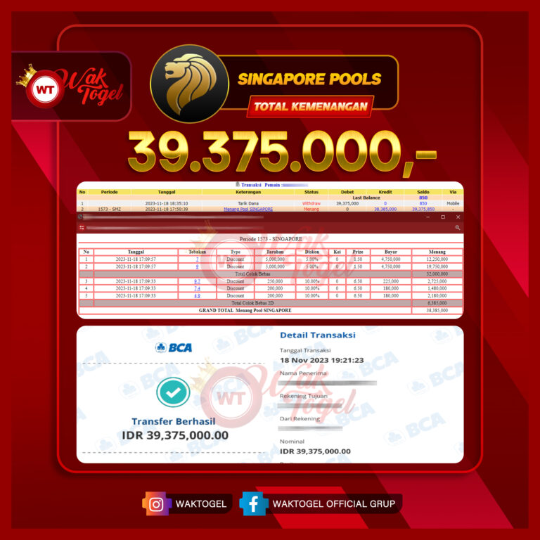 BUKTI PEMBAYARAN SINGAPORE WAKTOGEL