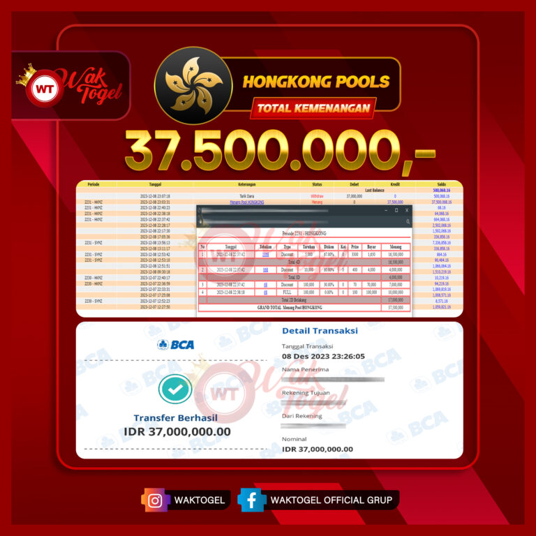 BUKTI PEMBAYARAN HONGKONG WAKTOGEL