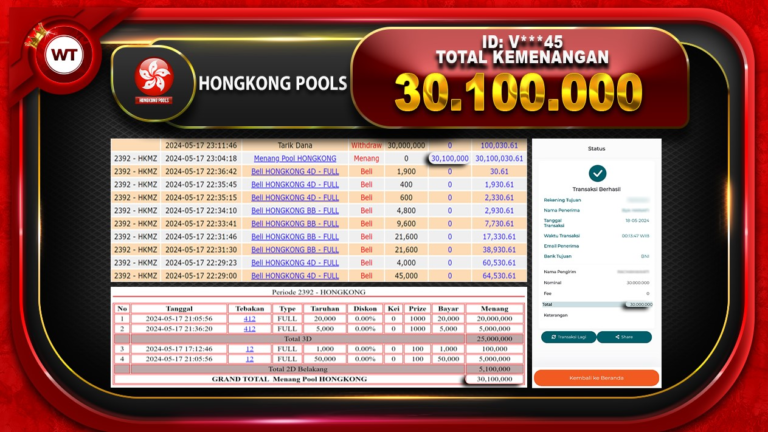 BUKTI PEMBAYARAN HONGKONG WAKTOGEL