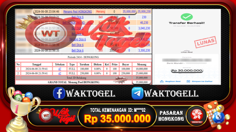 BUKTI PEMBAYARAN HONGKONG WAKTOGEL