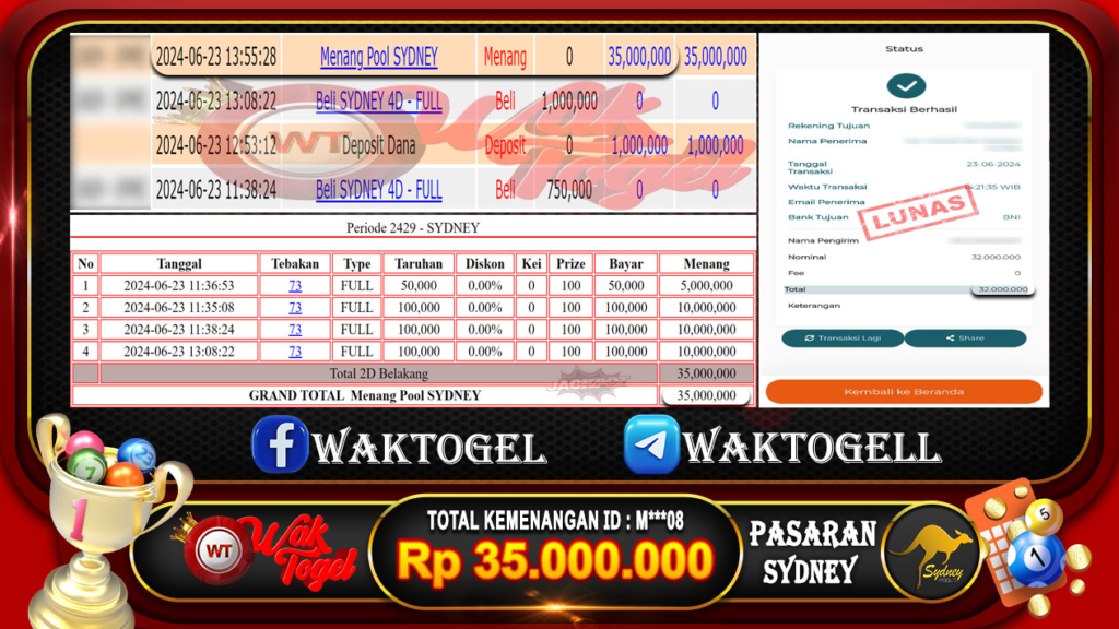 BUKTI PEMBAYARAN SYDNEY WAKTOGEL