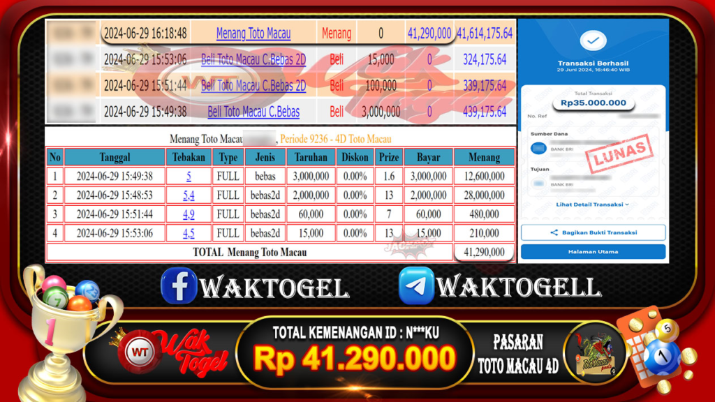 BUKTI PEMBAYARAN TOTO MACAU 4D WAKTOGEL