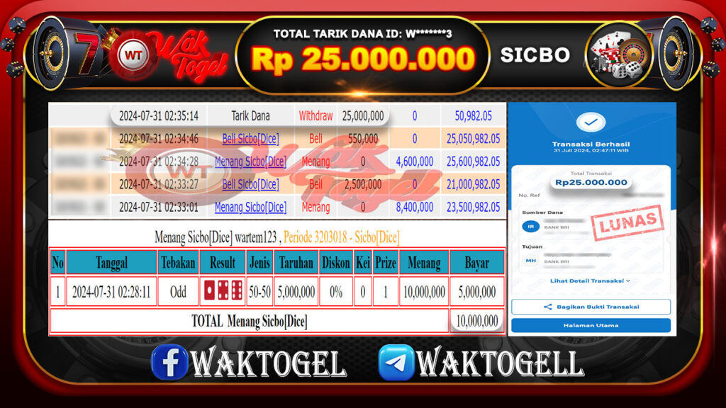 BUKTI PEMBAYARAN SICBO WAKTOGEL