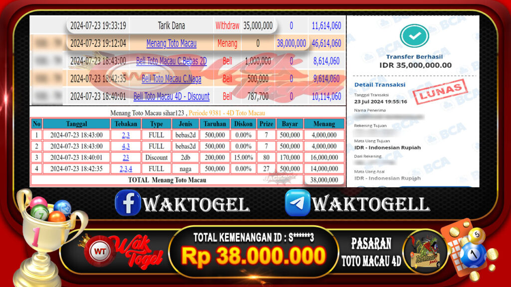 BUKTI PEMBAYARAN TOTO MACAU 4D WAKTOGEL