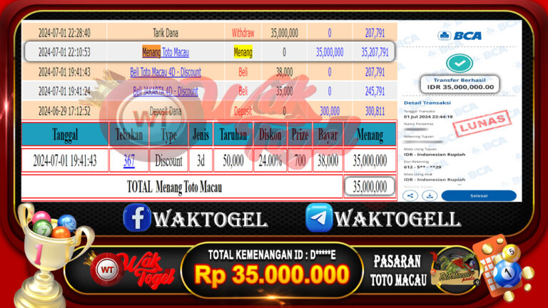 BUKTI PEMBAYARAN TOTO MACAU 4D WAKTOGEL