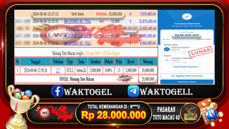 BUKTI PEMBAYARAN TOTO MACAU 4D WAKTOGEL