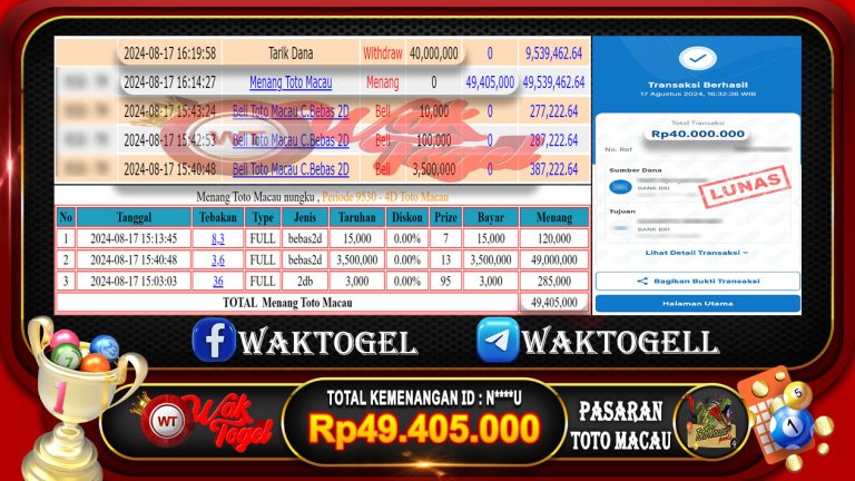 BUKTI PEMBAYARAN TOTO MACAU 4D WAKTOGEL