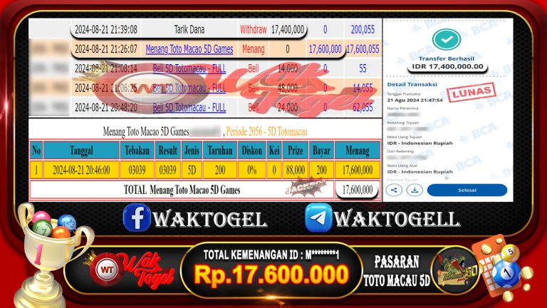 BUKTI PEMBAYARAN TOTO MACAU 5D WAKTOGEL