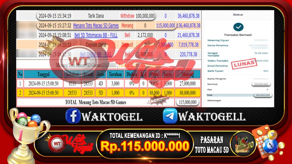 BUKTI PEMBAYARAN TOTO MACAU 5D WAKTOGEL