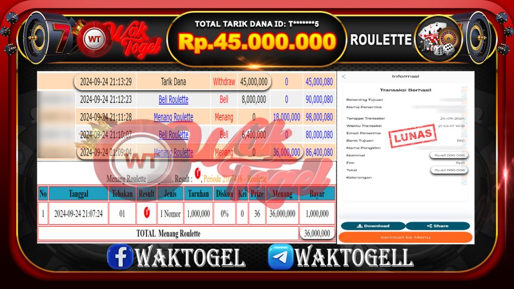 BUKTI PEMBAYARAN ROULETTE WAKTOGEL