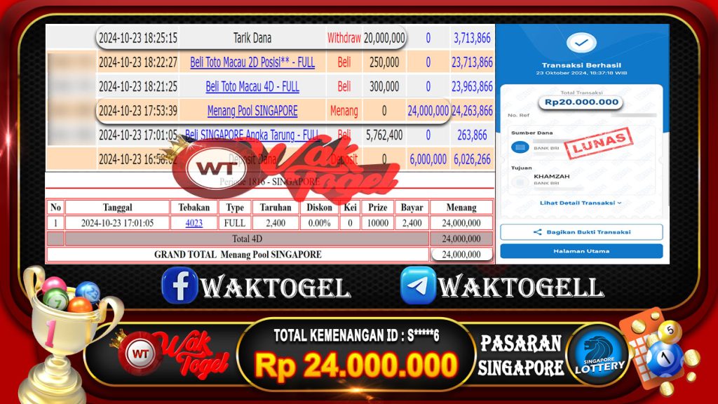 BUKTI PEMBAYARAN SINGAPORE WAKTOGEL