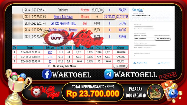 BUKTI PEMBAYARAN TOTO MACAU 4D WAKTOGEL