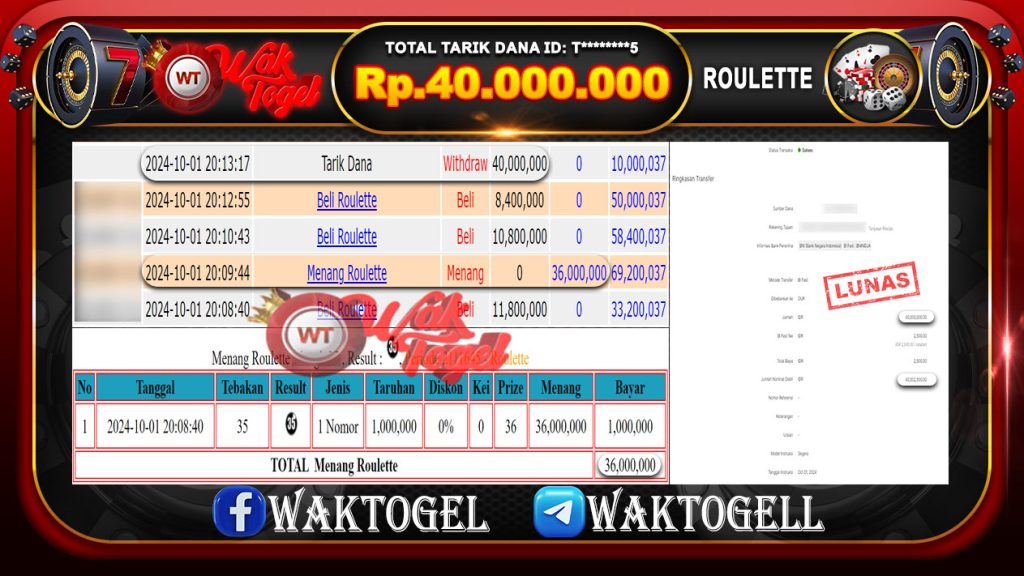 BUKTI PEMBAYARAN ROULETTE WAKTOGEL