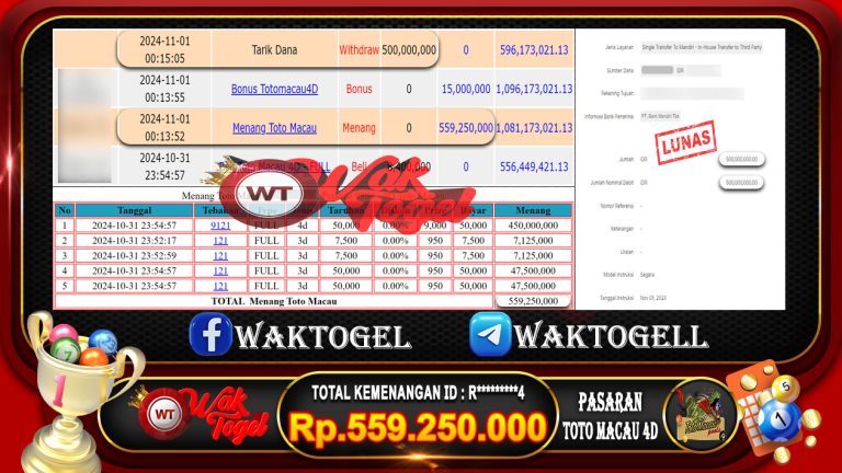 BUKTI PEMBAYARAN TOTO MACAU 4D WAKTOGEL