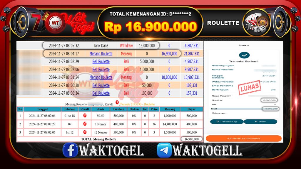 BUKTI PEMBAYARAN ROULETTE WAKTOGEL