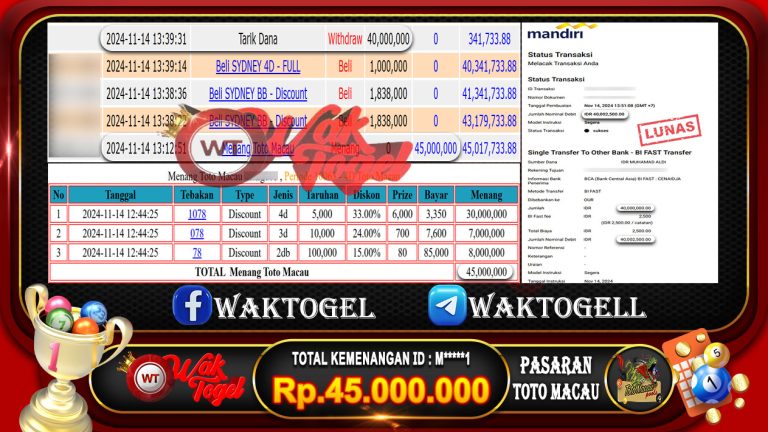 BUKTI PEMBAYARAN TOTO MACAU 4D WAKTOGEL