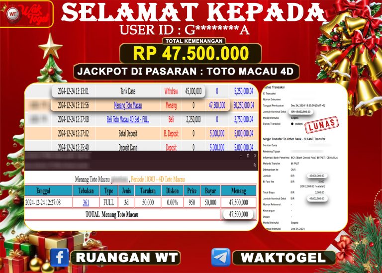 BUKTI PEMBAYARAN TOTO MACAU 4D WAKTOGEL