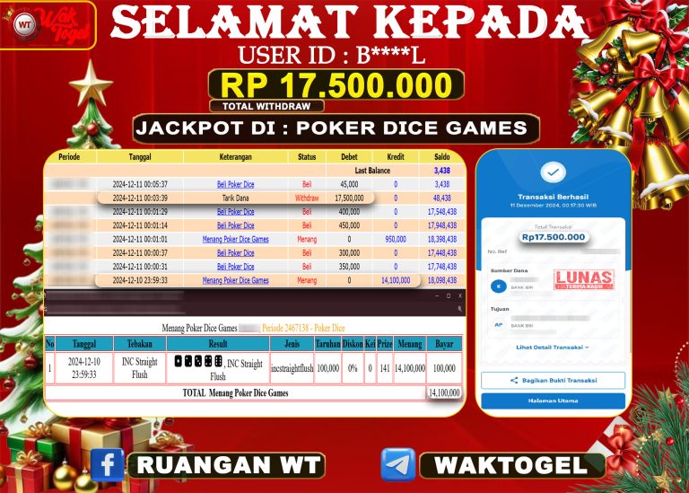 BUKTI PEMBAYARAN POKER DICE GAMES WAKTOGEL