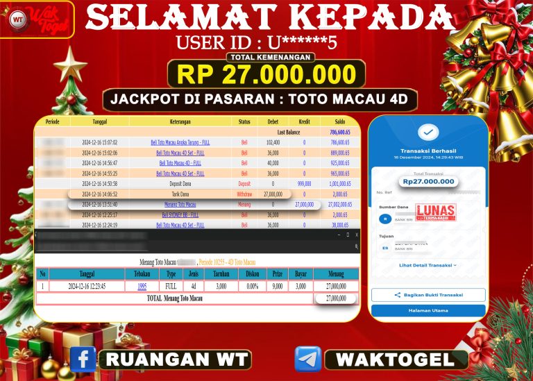 BUKTI PEMBAYARAN TOTO MACAU 4D WAKTOGEL