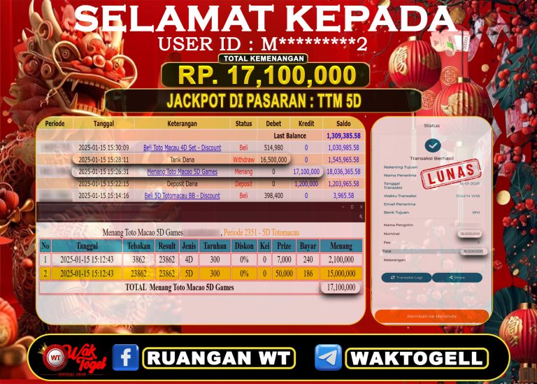 BUKTI PEMBAYARAN TOTO MACAU 5D WAKTOGEL