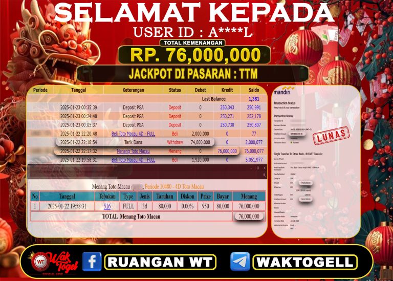 BUKTI PEMBAYARAN TOTO MACAU 4D WAKTOGEL